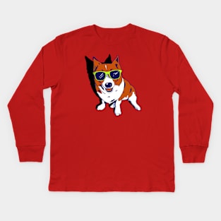 Dog Wears His Sunglasses Kids Long Sleeve T-Shirt